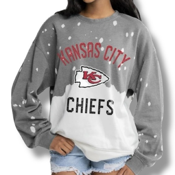 Kansas City Chiefs Gray Oversized Sweatshirt XL - Picture 1 of 8